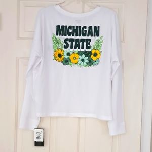 Michigan State Spartans NWT crop floral shirt. Size L.